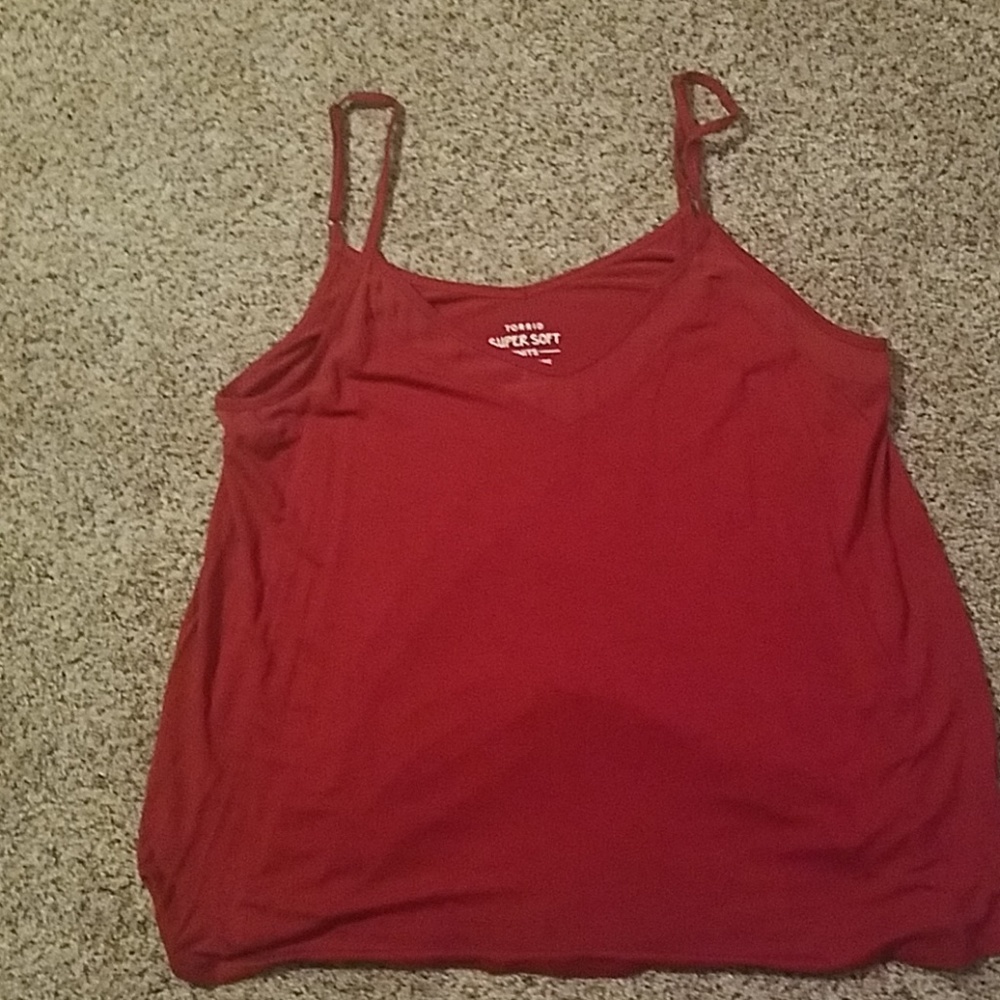 Red spaghetti strap tank top
